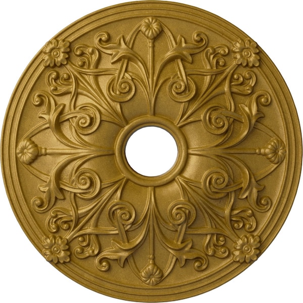 Ekena Millwork Jamie Ceiling Medallion (Fits Canopies up to 3 7/8"), 23 5/8"OD x 3 7/8"ID x 2 1/8"P, Pharaohs Gold CM23JAPGS - main
